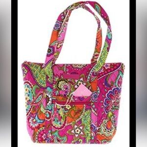 Vera Bradley retired Pink Swirls pattern zip top tote NWOT